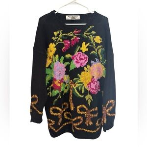 Vintage Kitty Hawk for Vivian Wang floral sweater pullover oversized medium